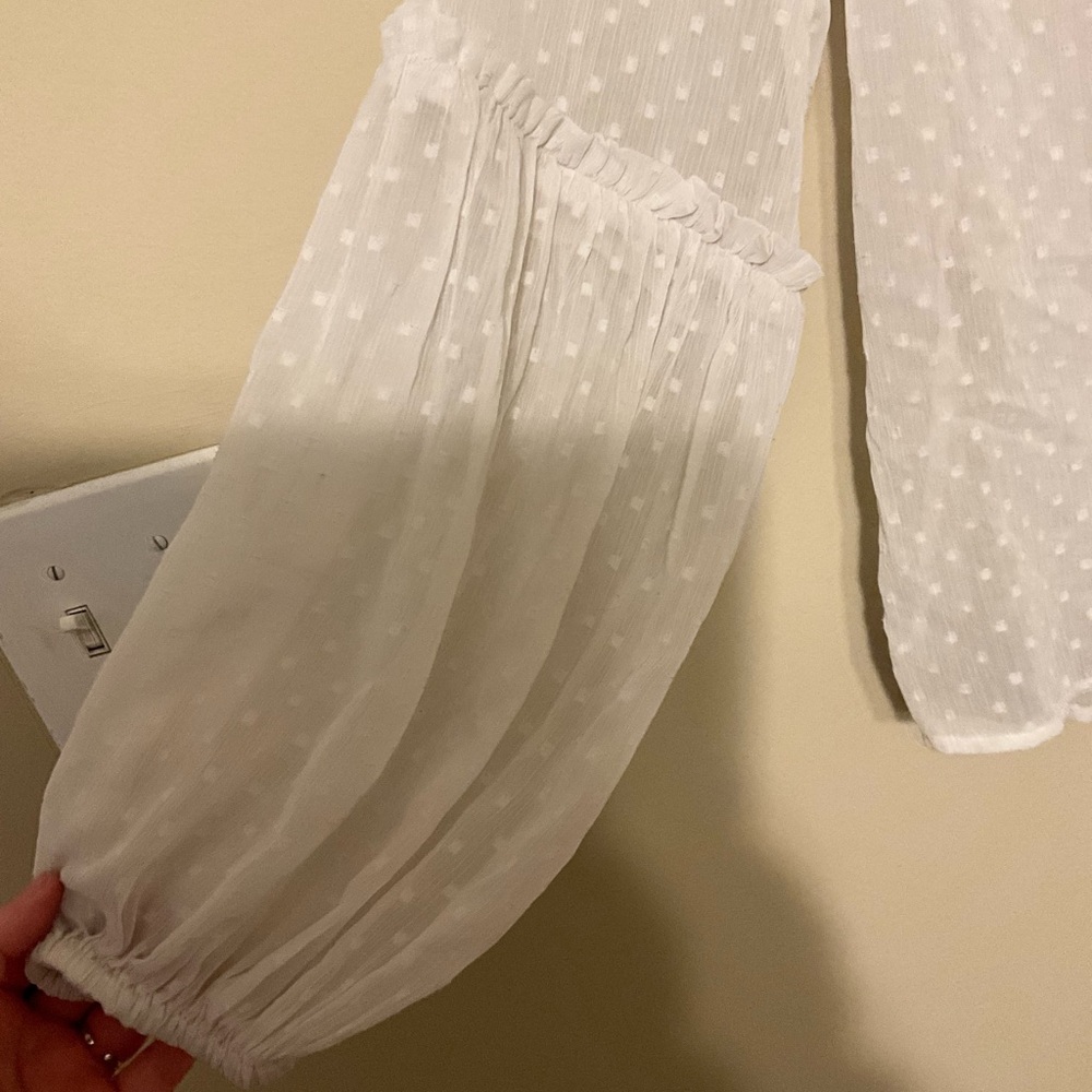H&M White Sheer Blouse with Ruffles - Picture 3 of 6